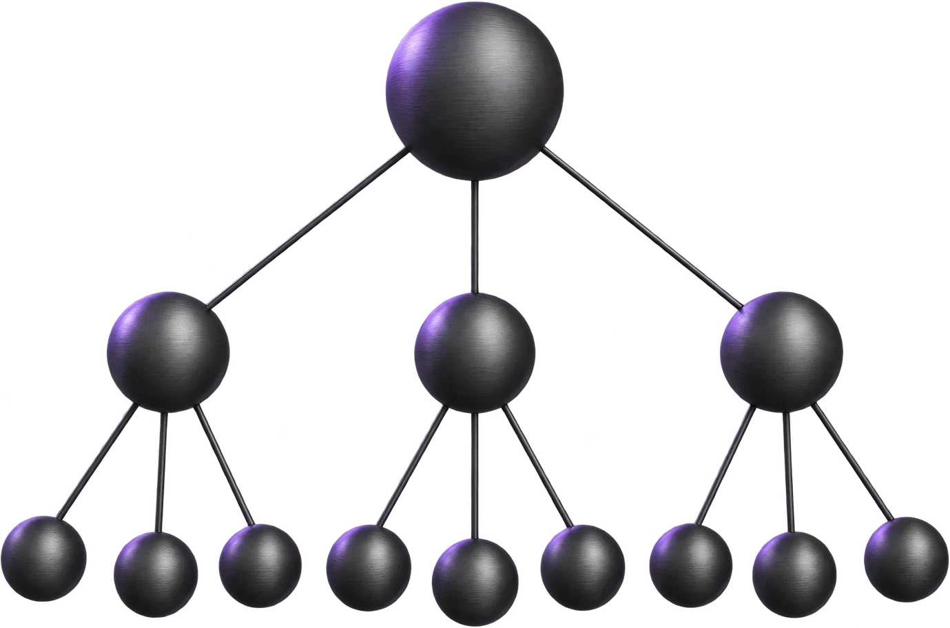 A three-level referral tree: you at the top, your three recruits below, and nine of their recruits below them